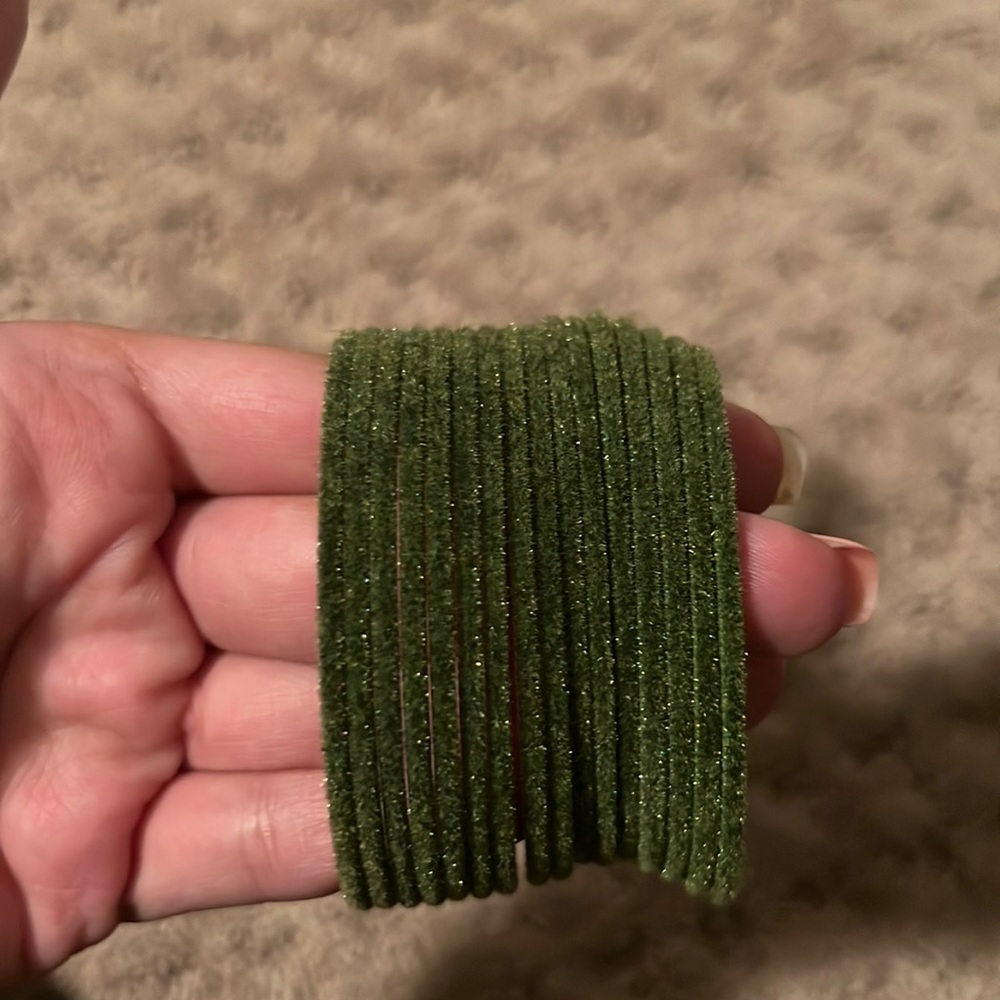 Olive green bangles (16 pc)